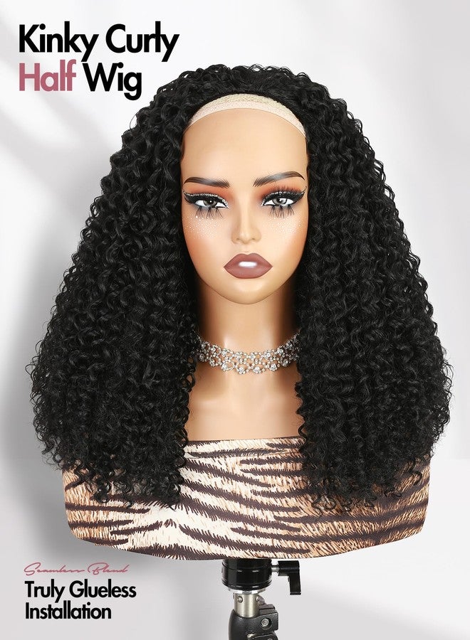 كويكويغ باروكة شعر قصيرة مجعدة من كويك ويغ، بتصميم مموج، بدون غراء، 3 في 1، باروكة قصيرة سلسة للنساء ذوات البشرة السمراء، باروكة شعر مجعدة من الكينك، سهلة الارتداء، مناسبة للمبتدئين، باروكة صناعية مع طوق رأس، طول 16 بوصة، لون أسود - Image 2